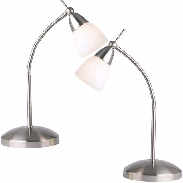 Loops 2 Pack Dimmable Touch Table Lamp with Satin Chrome Finish and Clear Glass Shade – 1