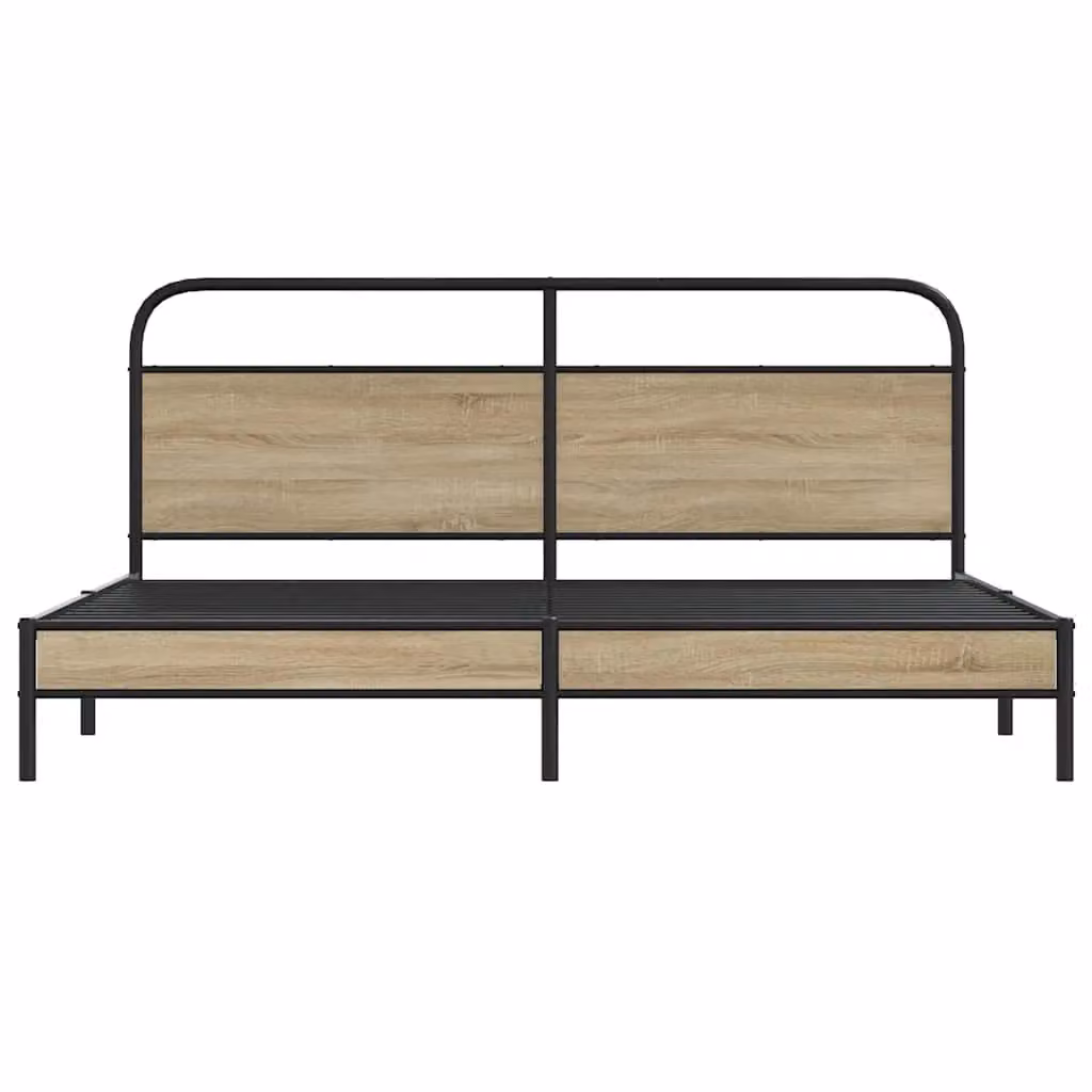 Berkfield Home Metal Bed Frame in Smoked Oak Brown, W/D/H: 180 x 200 cm – 3