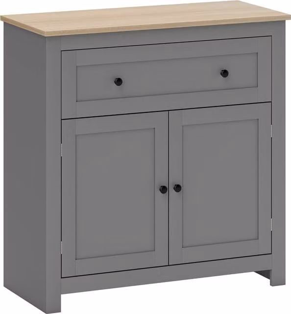 HOMCOM Modern Grey Sideboard Storage Cabinet with Adjustable Shelf, Drawer and Double Doors