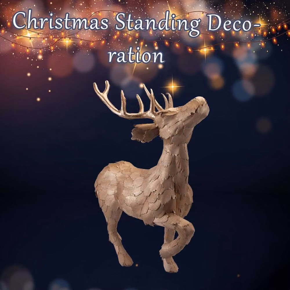 VFM e-Store Gold Christmas Standing Deer Decoration, H 53 cm x W 16 cm – 3