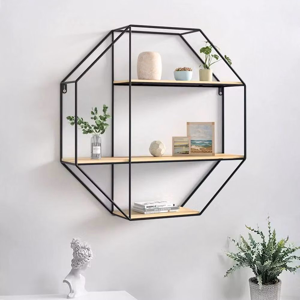 KORVIXA 3 Tier Floating Wall Mounted Shelving in Black – 2