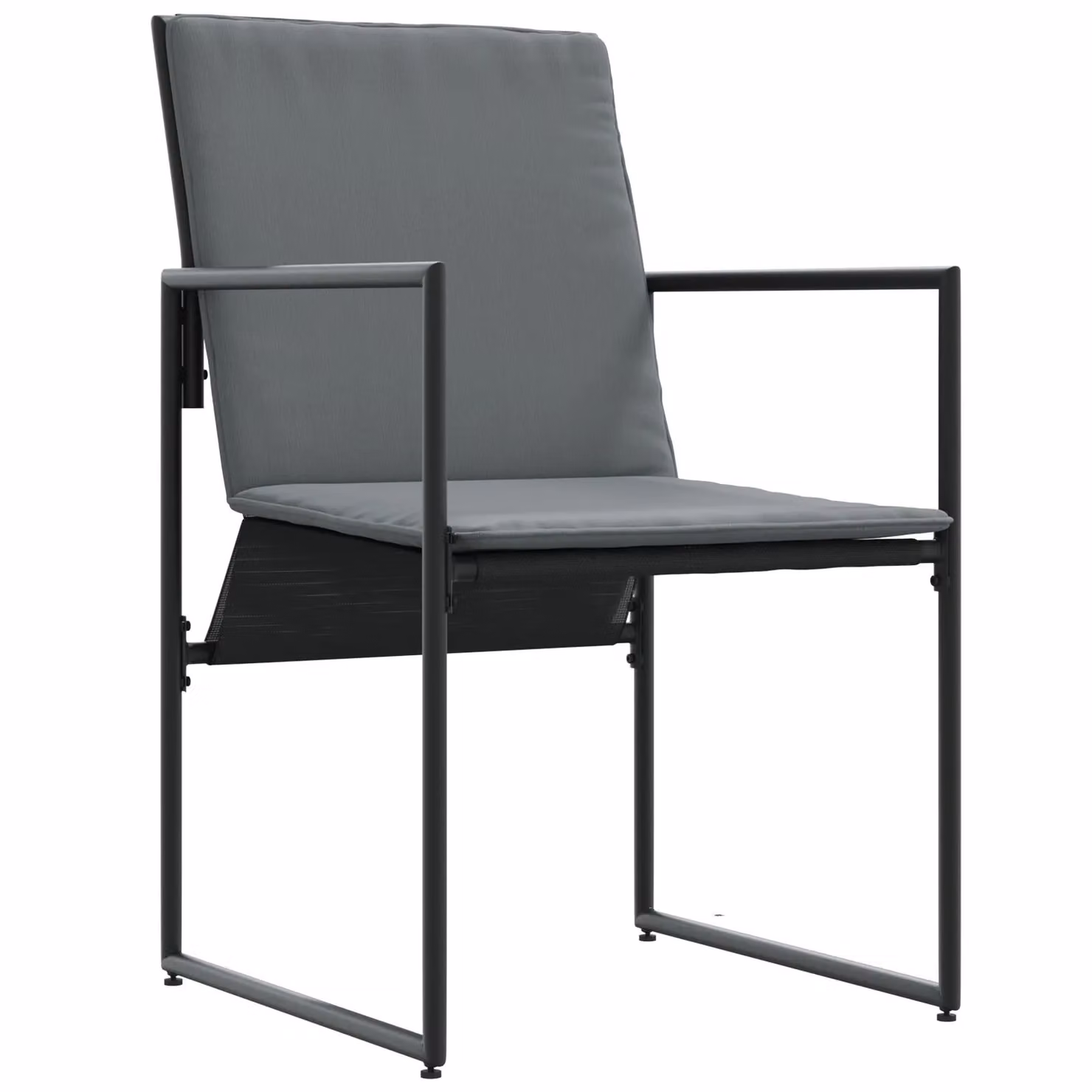 Berkfield Home Set of 4 Modern Black Textilene and Metal Garden Chairs with Cushions – 2