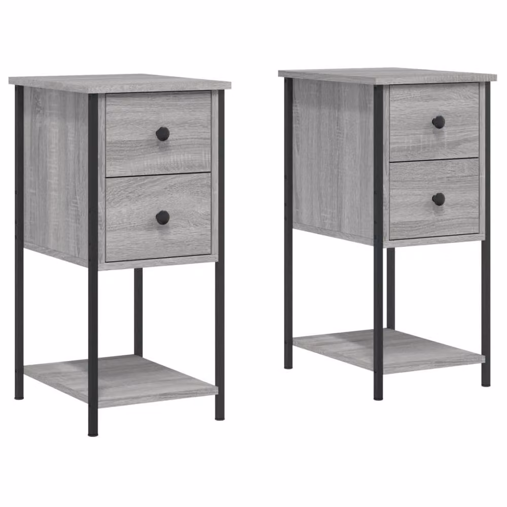 Berkfield Home Set of 2 Grey Sonoma Bedside Cabinets, W/D/H: 32 x 42 x 70 cm – 2
