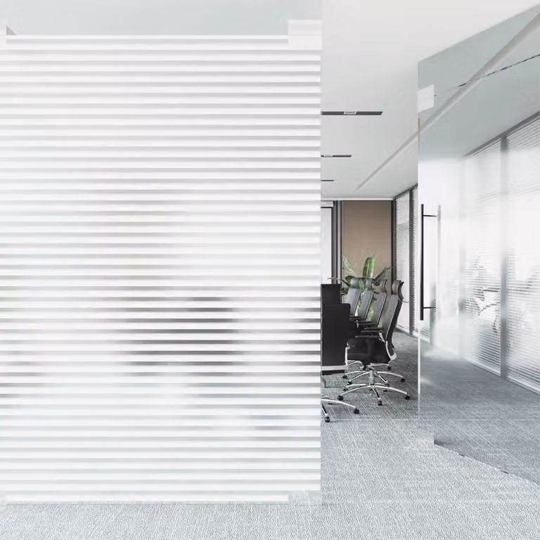 Berkfield Home Striped Frosted Window Film, 4 Piece Black PVC Adhesive Blinds Pattern