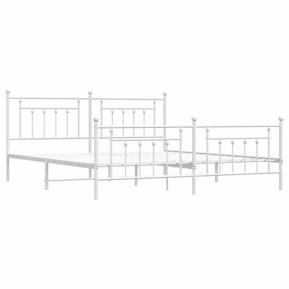 Berkfield Home Metal Bed Frame with Headboard and Footboard in White 200 x 200 cm – 1