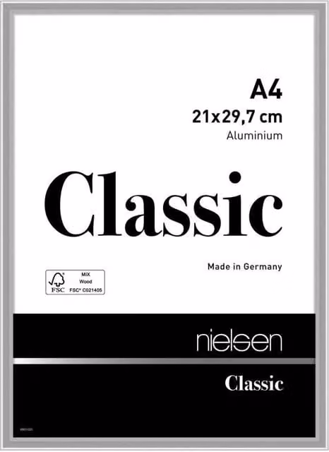 Nielsen Design Classic A4 Aluminium Picture Frame in Silver with Glass Front, W: 21.0 cm, H: 29.7 cm – 1