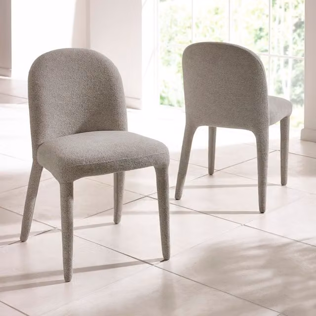 Julian Bowen Set of 2 Holly Grey Bouclé Upholstered Dining Chairs