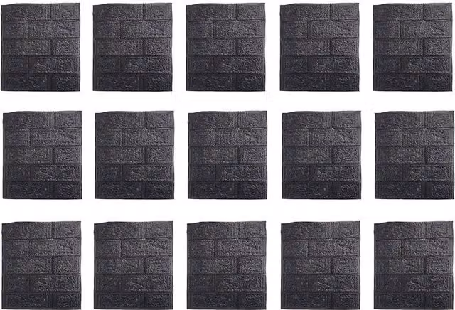 Livingandhome 15-Pack Black 3D Brick Effect Peel and Stick Wall Panels in XPE Foam