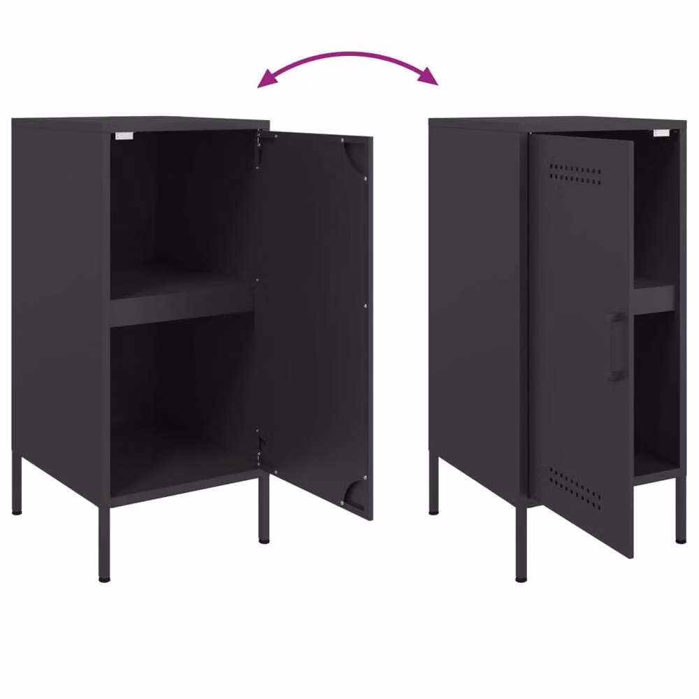 Berkfield Home Set of 2 Industrial Black Steel Sideboards, W/D/H: 36 x 39 x 79 cm – 5