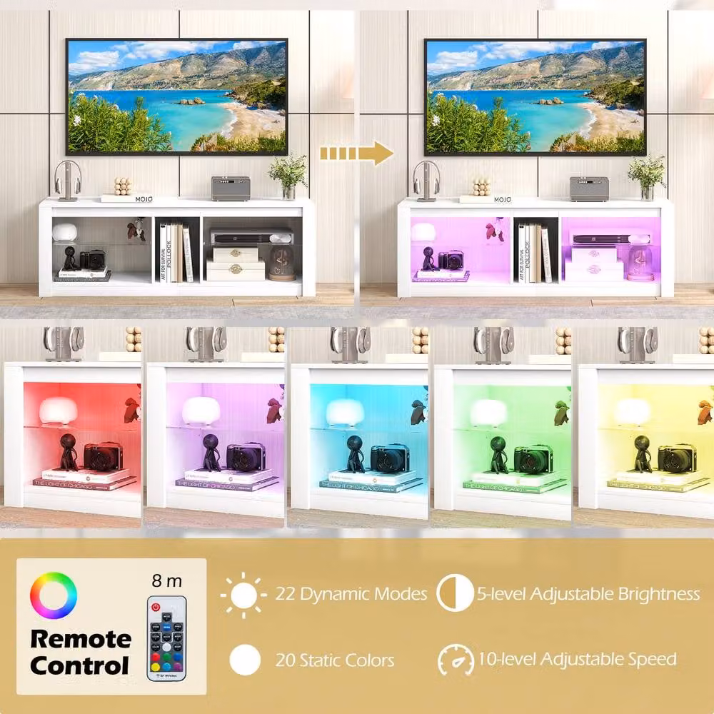 Costway Modern White Wooden TV Stand Cabinet and Media Entertainment Centre for up to 65 Inch TVs – 3
