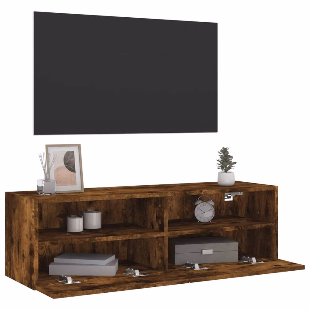 Berkfield Home TV Wall Cabinet in Smoked Oak Brown, W/D/H: 100 x 30 x 30 cm – 4