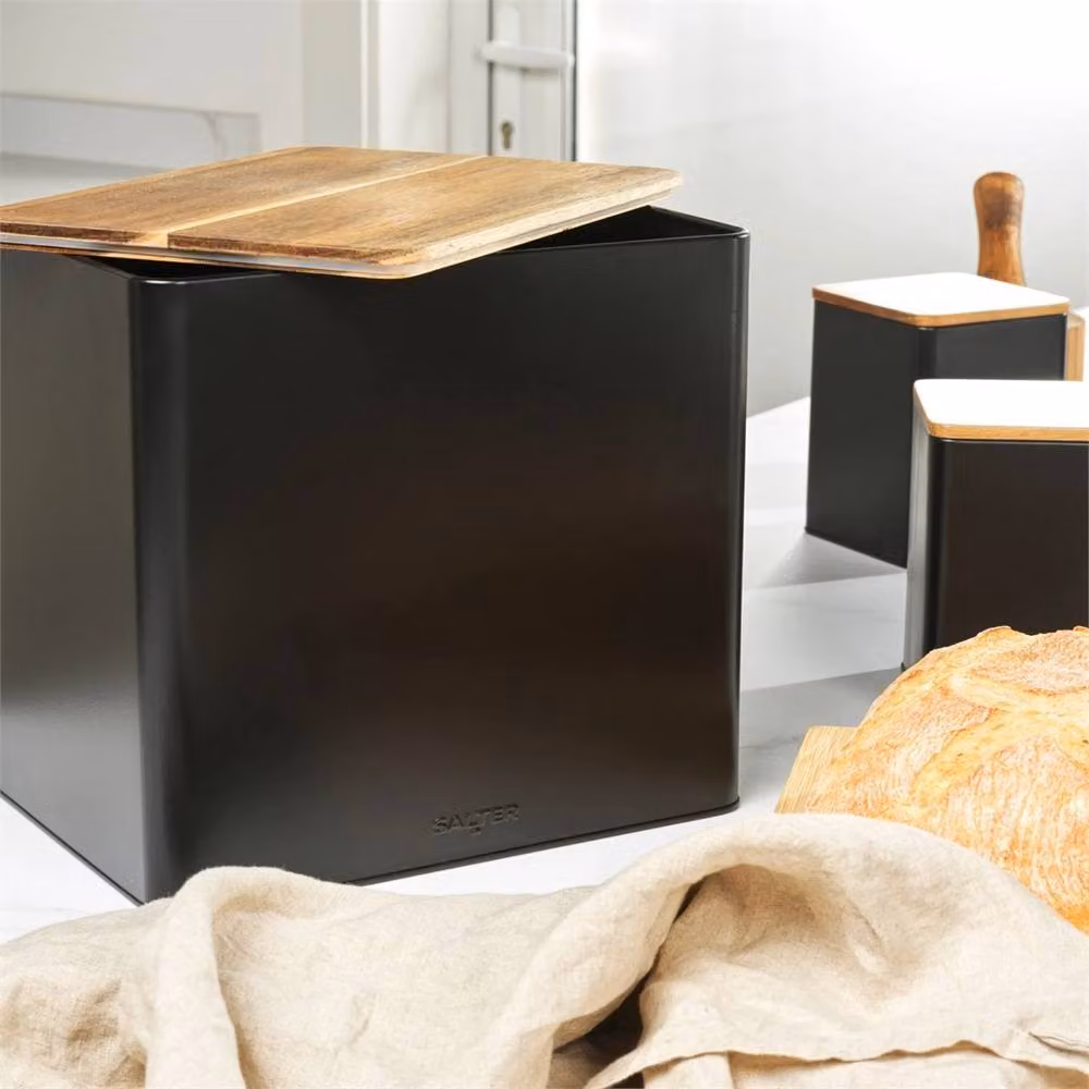 Nordara Toronto Bread Bin with Wooden Lid in Black – 5