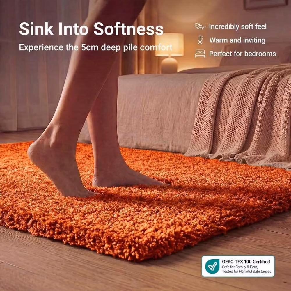 Bravich LTD Shaggy Area Rug in Orange, W: 160 cm, L: 230 cm, Pile Height: 5 cm – 2