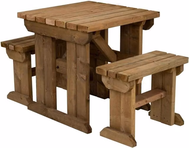 Arbor Garden Solutions Yews Picnic Bench Wooden Garden Table and Bench Set in Rustic Brown