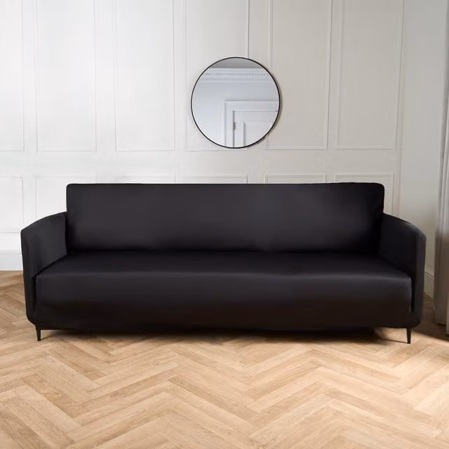OHS Black Elastic Stretch 2 Seater Sofa Protector Cover