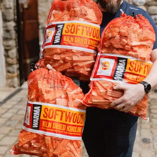Warma Kiln Dried Kindling Wood, 3 x 4kg Nets (81L Total) – 4