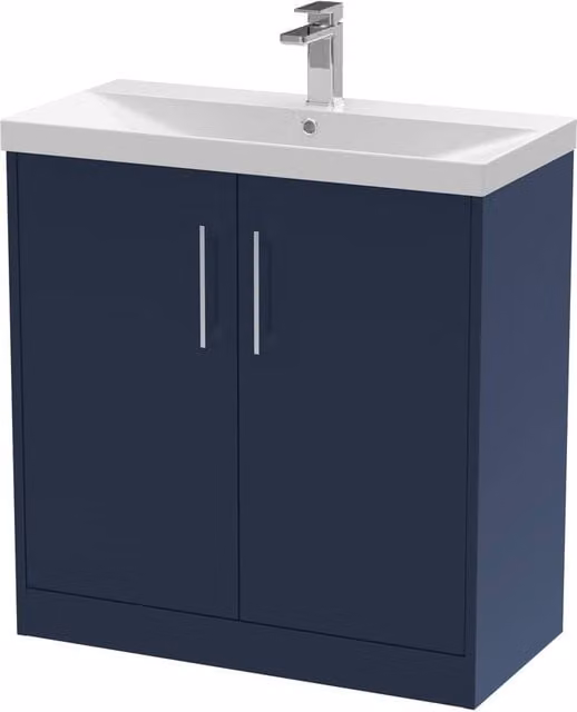 Balterley Winshill Contemporary 2 Door Freestanding Vanity Basin Unit, Blue, Width: 80 cm – 1