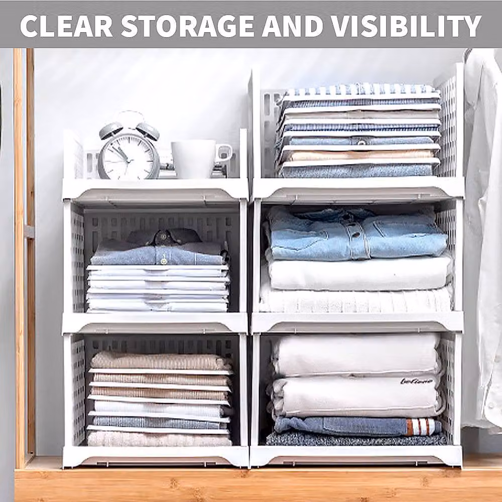 YnysTec White Foldable Wardrobe Drawer Organiser Storage Boxes for Clothes and Bedroom Storage – 5