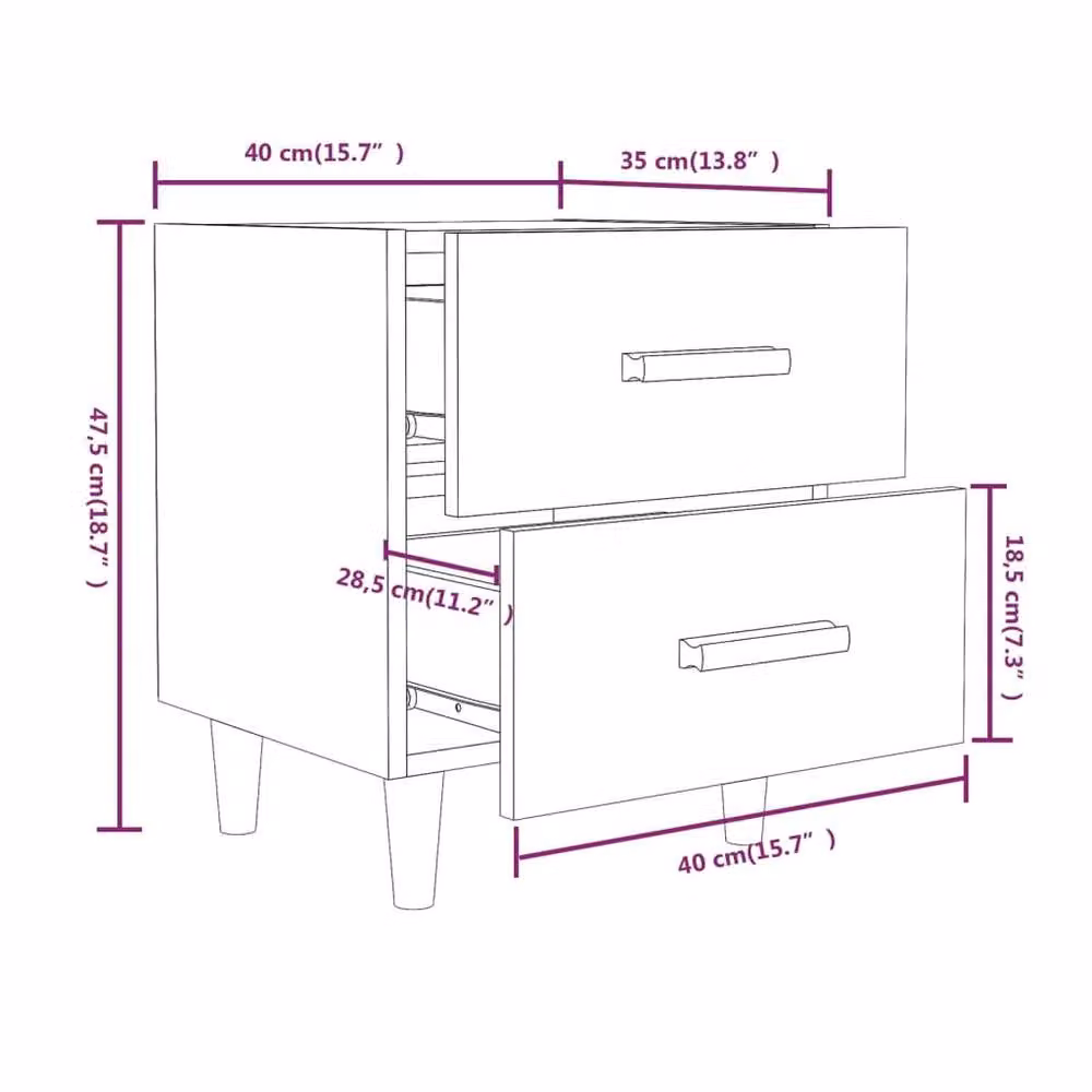 Berkfield Home Bed Cabinet in Smoked Oak Brown, W/D/H: 40 x 35 x 47.5 cm – 4