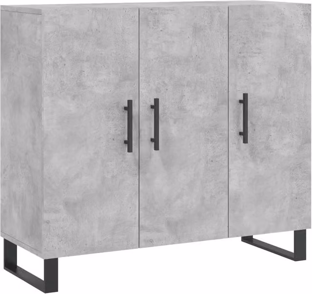 Berkfield Home Modern Sideboard in Concrete Grey, W/D/H: 90 x 34 x 80 cm