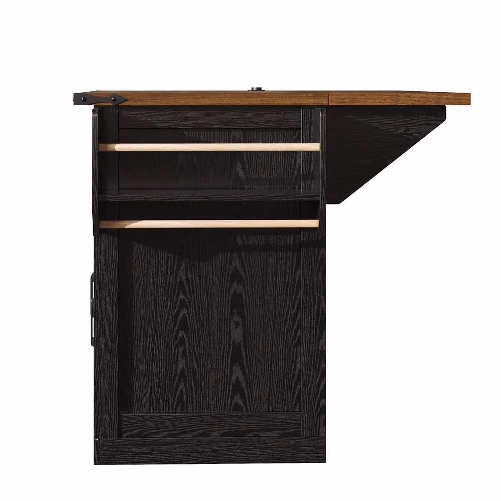 Merax Mobile Kitchen Island Trolley with Drop Leaf Worktop and Storage, Black, H 91.5 x W 120.2 x D 45.0 cm – 7