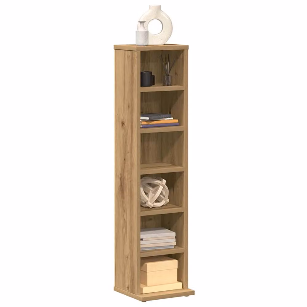 Berkfield Home Artisan Oak CD Cabinet, Brown, W/D/H: 21 x 20 x 88 cm – 3