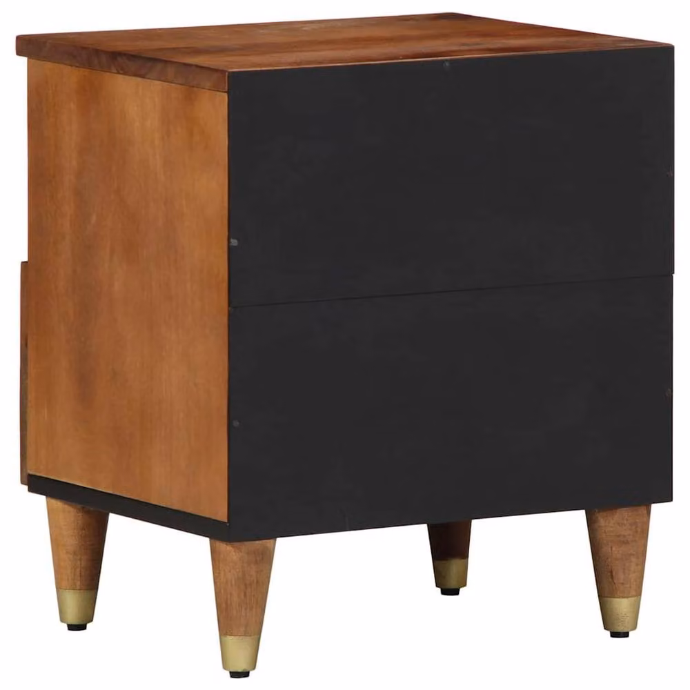 Berkfield Home Solid Mango Wood Bedside Cabinet in Brown, W/D/H: 40 x 33 x 46 cm – 4