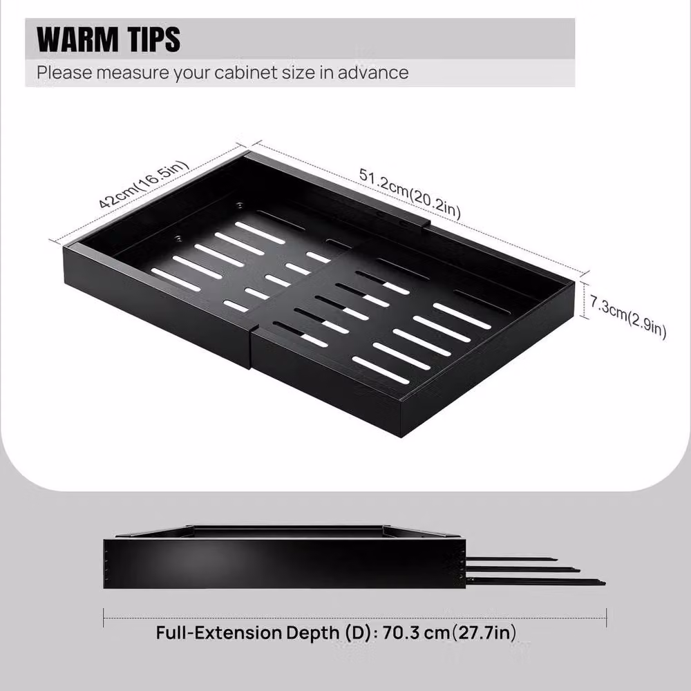 NESTLUNE 2 Pack Expandable Metal Pull Out Cabinet Organiser in Black – 3