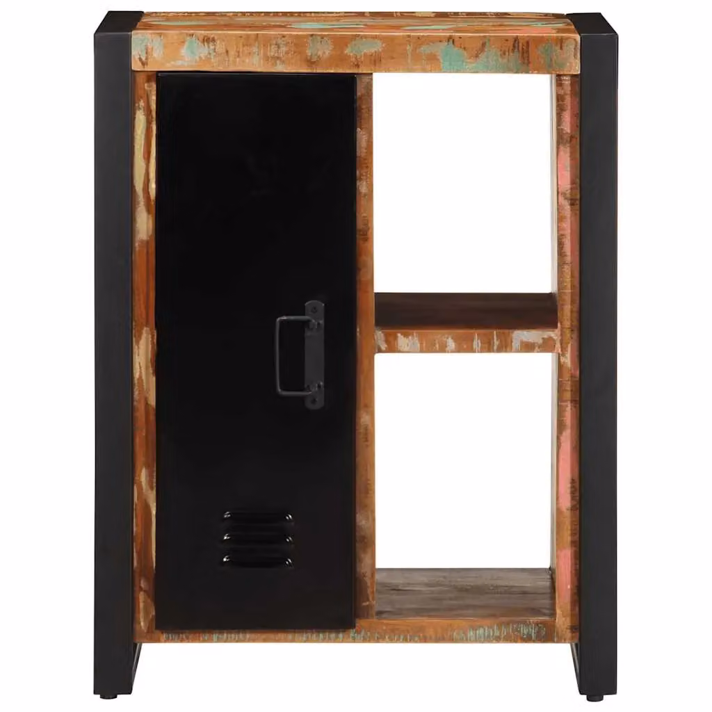 Berkfield Home Multicolour Reclaimed Solid Wood Sideboard in Black, W/D/H: 55 x 35 x 70 cm – 2