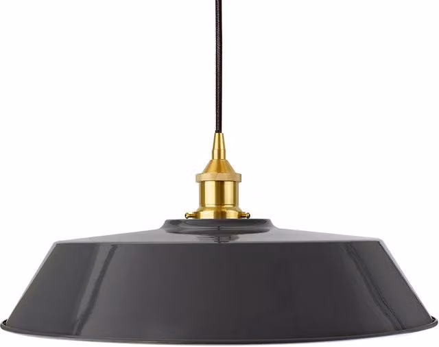SE Home Chancery Large Round Pendant Light in Slate Grey, Polished Brass and Black