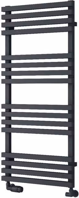Bathroom Kingdom Kale Anthracite Straight Heated Towel Rail, Grey, H: 112.6 cm, W: 50.0 cm