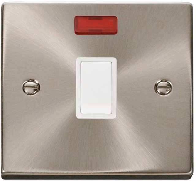 SE HOME Satin Brushed Chrome 1 Gang 20A DP Surface Switch with Neon in White and Silver