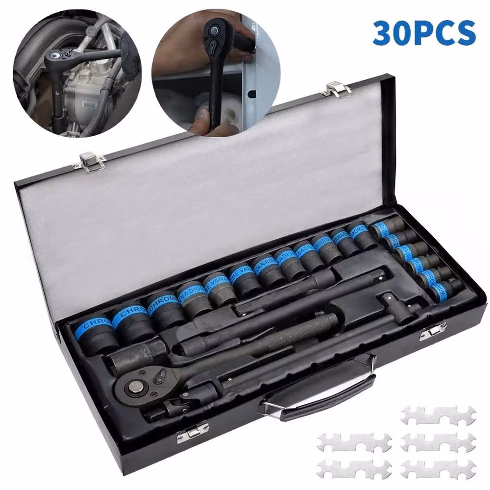 NESTLUNE 30-Piece 1/2 Inch Drive Metric Impact Socket Set, 8-32mm, Black – 3