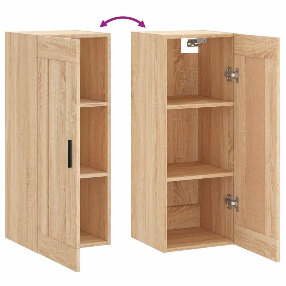 Berkfield Home Wall Mounted Cabinet in Sonoma Oak, Brown, W/D/H: 34.5 x 34 x 90 cm – 3