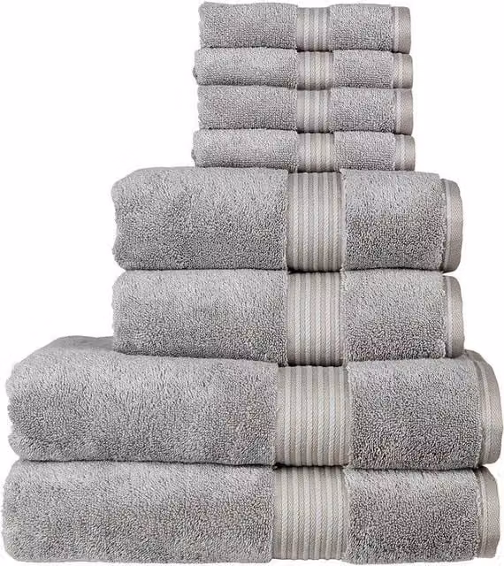 CHRISTY Supreme Hygro Luxury 8 Piece Supima Cotton Towel Set in Silver