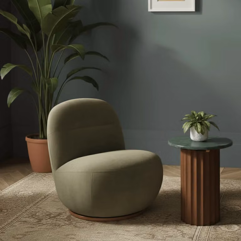 Atkin & Thyme Susie Swivel Shell Chair in Green Velvet