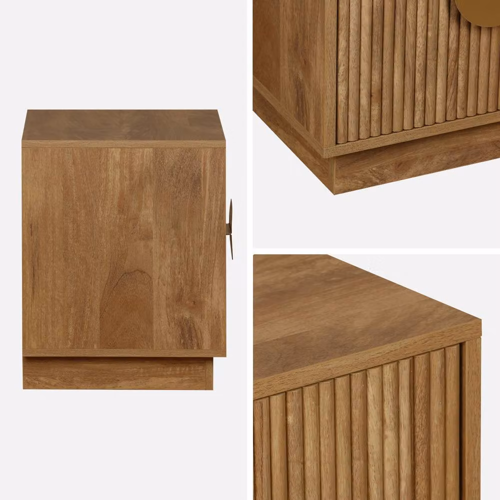 sweeek Pair of Mango Wood Effect 2-Drawer Bedside Tables in Brown and Gold – 2