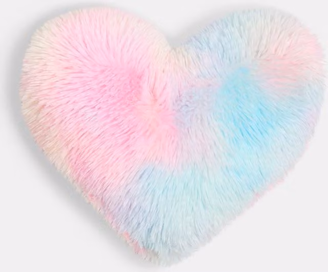 OHS Rainbow Tie Dye Heart Shaped Fluffy Fleece Scatter Cushion, Multicolour, W/D/H: 40 x 40 x 40 cm – 2