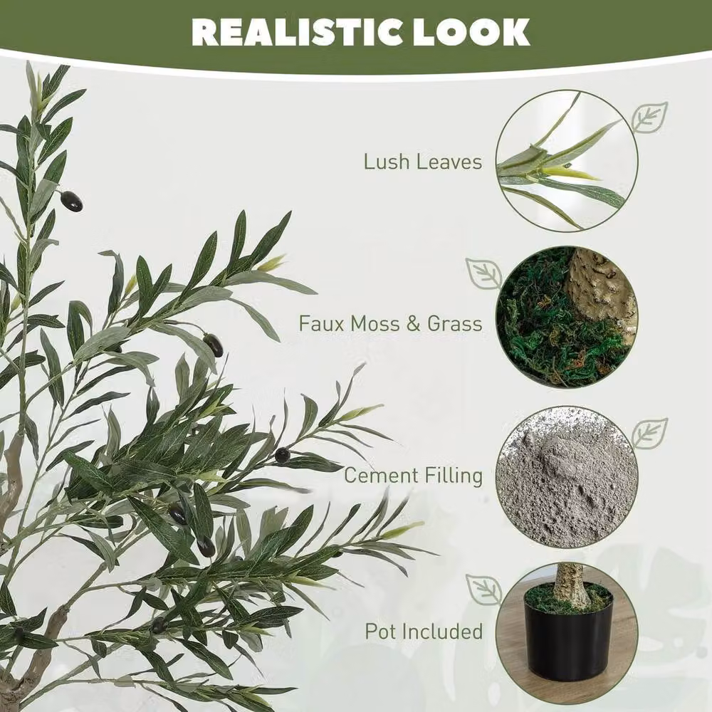 Havendro 2 Pack Green Faux Silk Olive Trees for Tabletop Decoration – 3