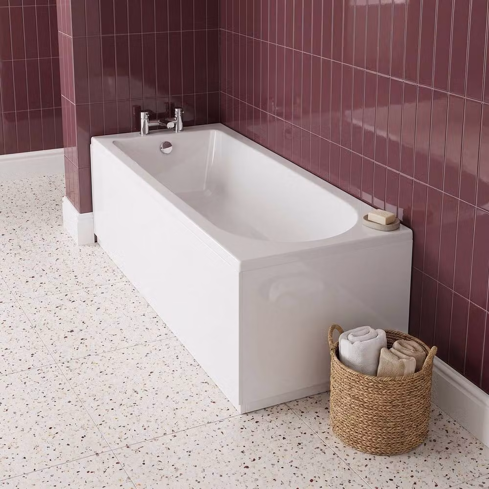 Balterley Round Single Ended Acrylic Bath with Legs, White, W/D/H: 180 x 80 x 40 cm – 2