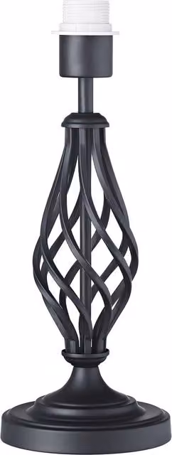 Happy Homewares Classic Matt Black Metal Table Lamp Base with Ornate Twist Stem Design and Inline Switch, Height: 37 cm – 3