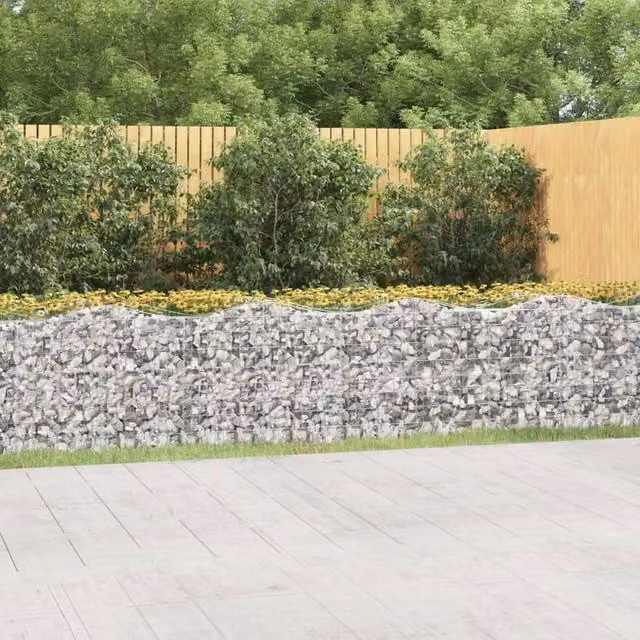 Berkfield Home Arched Gabion Raised Bed in Silver Galvanised Steel, W: 600 cm, D: 100 cm, H: 100 cm