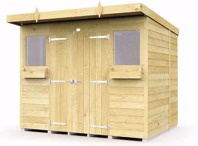 Buttercup Farm Rustic Wood Pent Summer Garden Shed in Brown, L178 x W243 x H201 cm