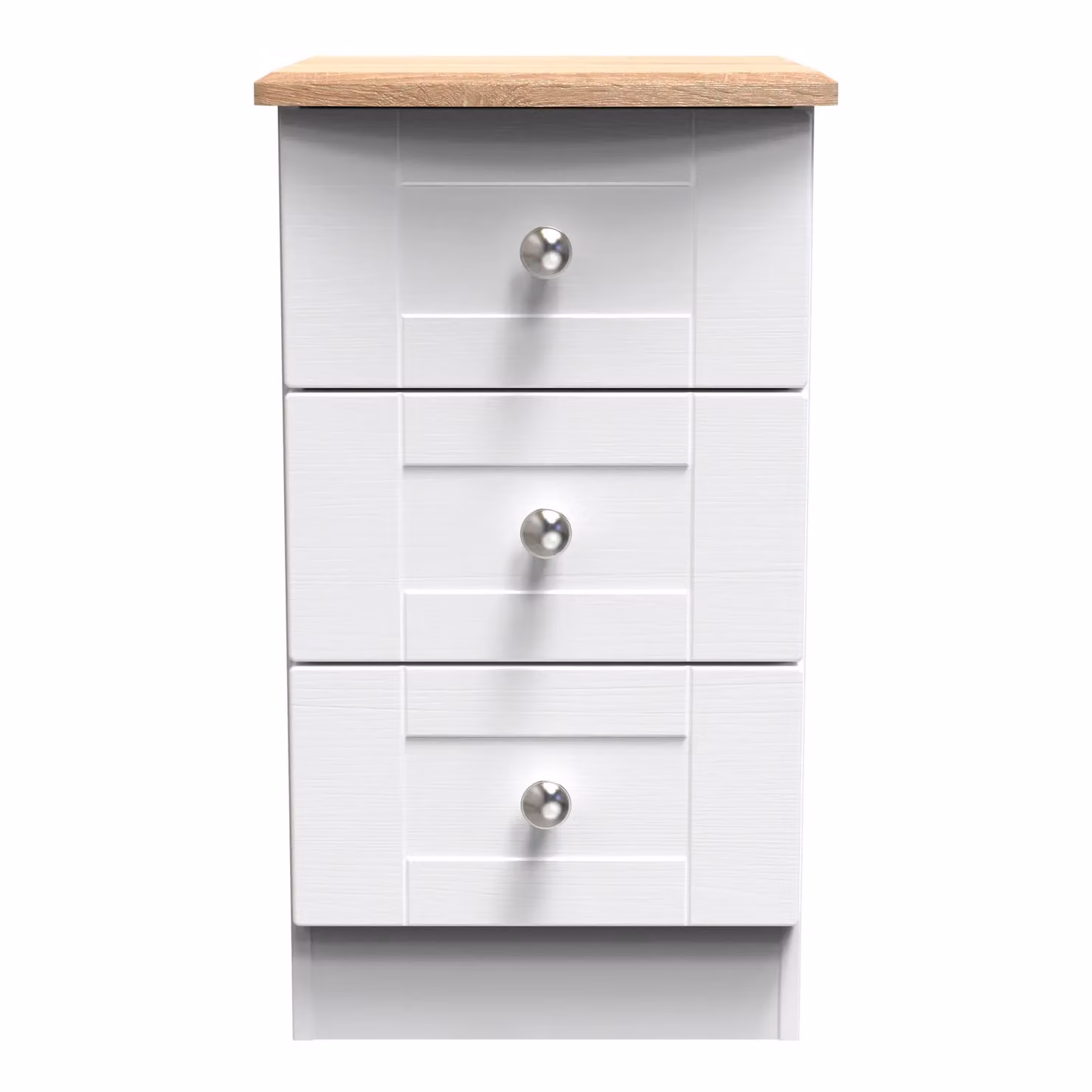 Ready Assembled 2 U Cumbria 3 Drawer Bedside Cabinet in White – 2