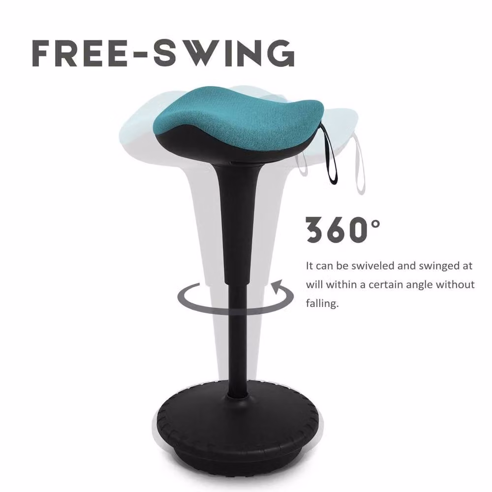 EONLION Ergonomic Standing Office Stool in Blue Petrol Fabric, Height: 100 cm – 3