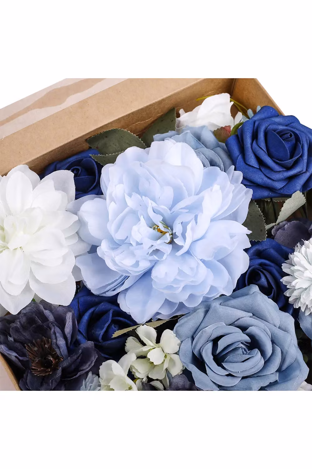 Living and Home Blue and White Mixed Floral Fake Flower Gift Box – 5