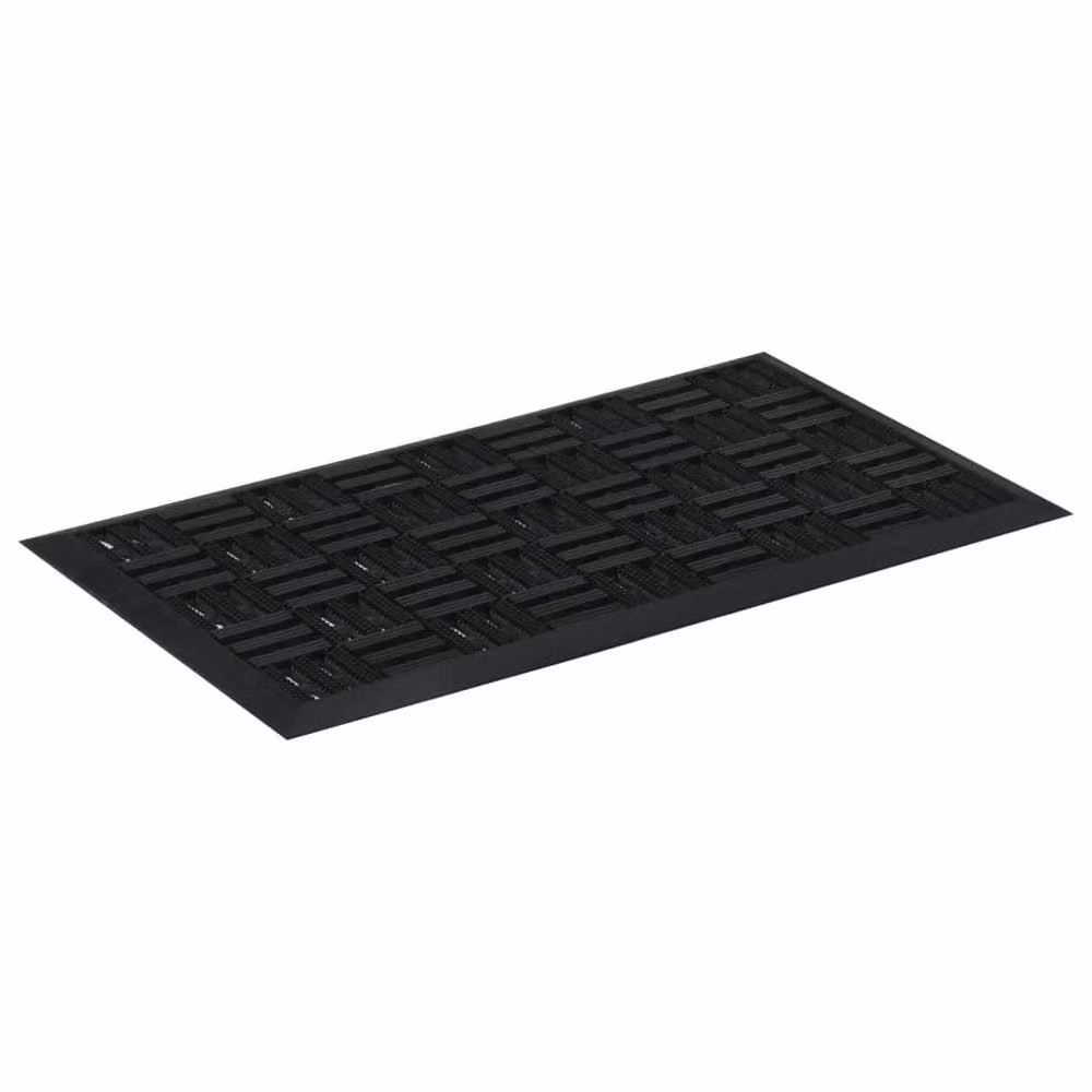 Berkfield Home Durable Rectangular Rubber Door Mat, Black, W: 75 cm, D: 45 cm – 3