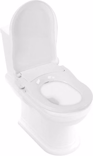 FLAVORA D-shaped Soft Close PP Toilet Seat with Dual Nozzle Fresh Water Spray Kit in White, Width: 180 cm
