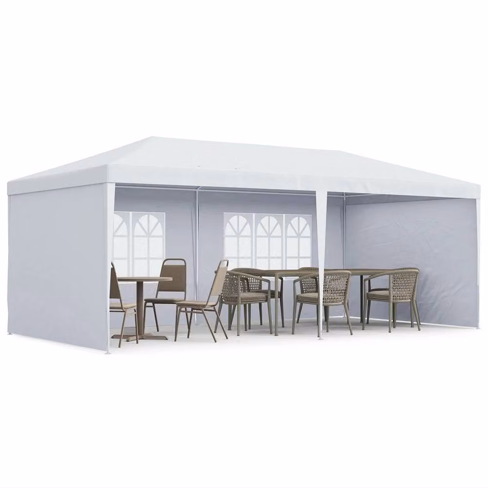 SPETLEK White Garden Gazebo Marquee Party Tent, W: 600 cm, D: 300 cm, H: 255 cm – 4