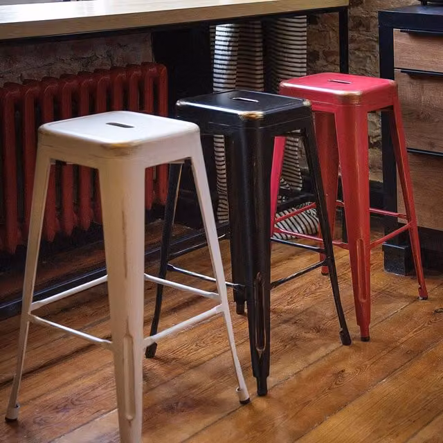 Wyld and Coco Urban Loft Stackable Bar Stools Set of 2 in Black Matte with Gold Accents – 1